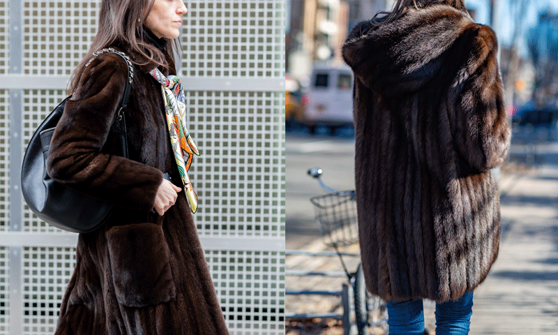 Dark brown classic mink coats